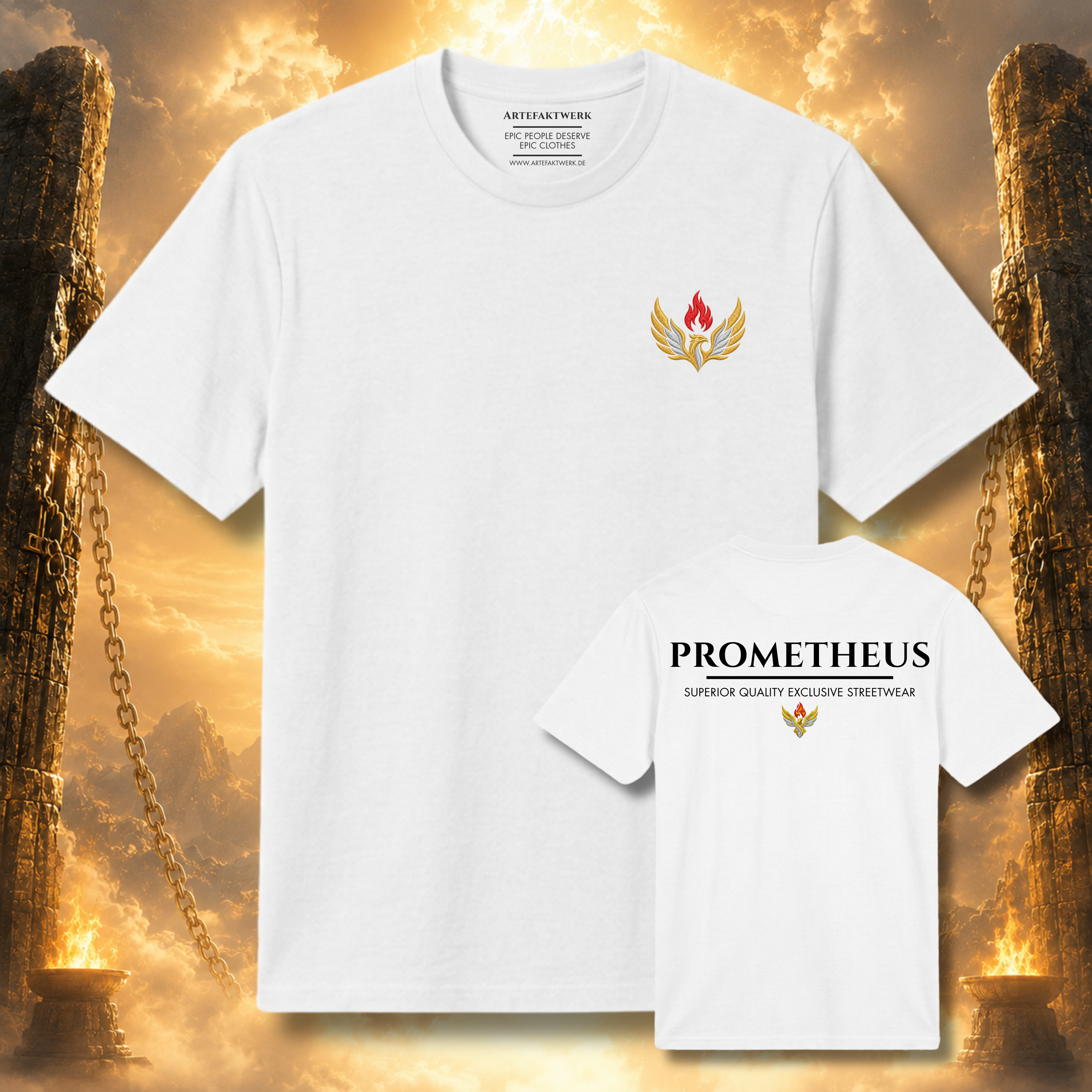Prometheus Superior Quality Shirt mit Adler Motiv Weiß